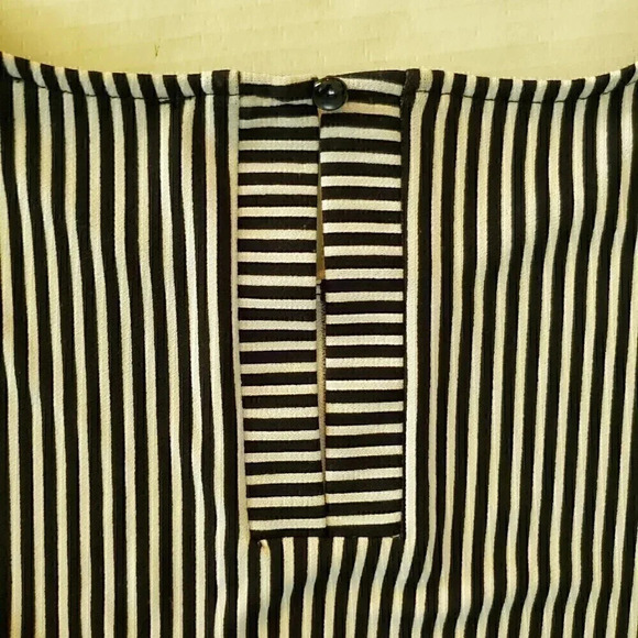 Women's ADRIANNA PAPELL Black White Striped SZ XL Extra Large Balloon Minimalist - Picture 8 of 8